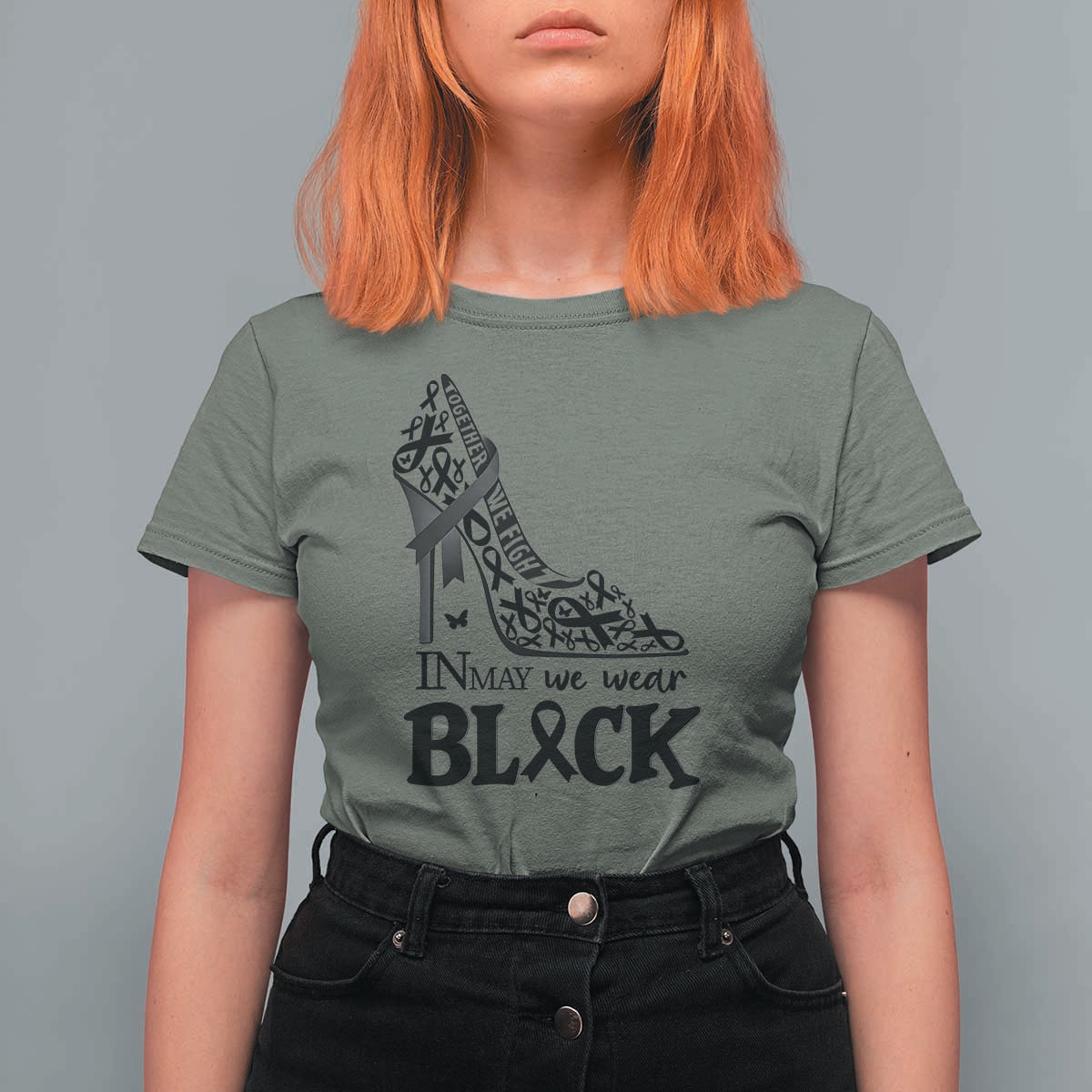 In May We Wear Black T Shirt For Women Skin Cancer Support Gift For Her