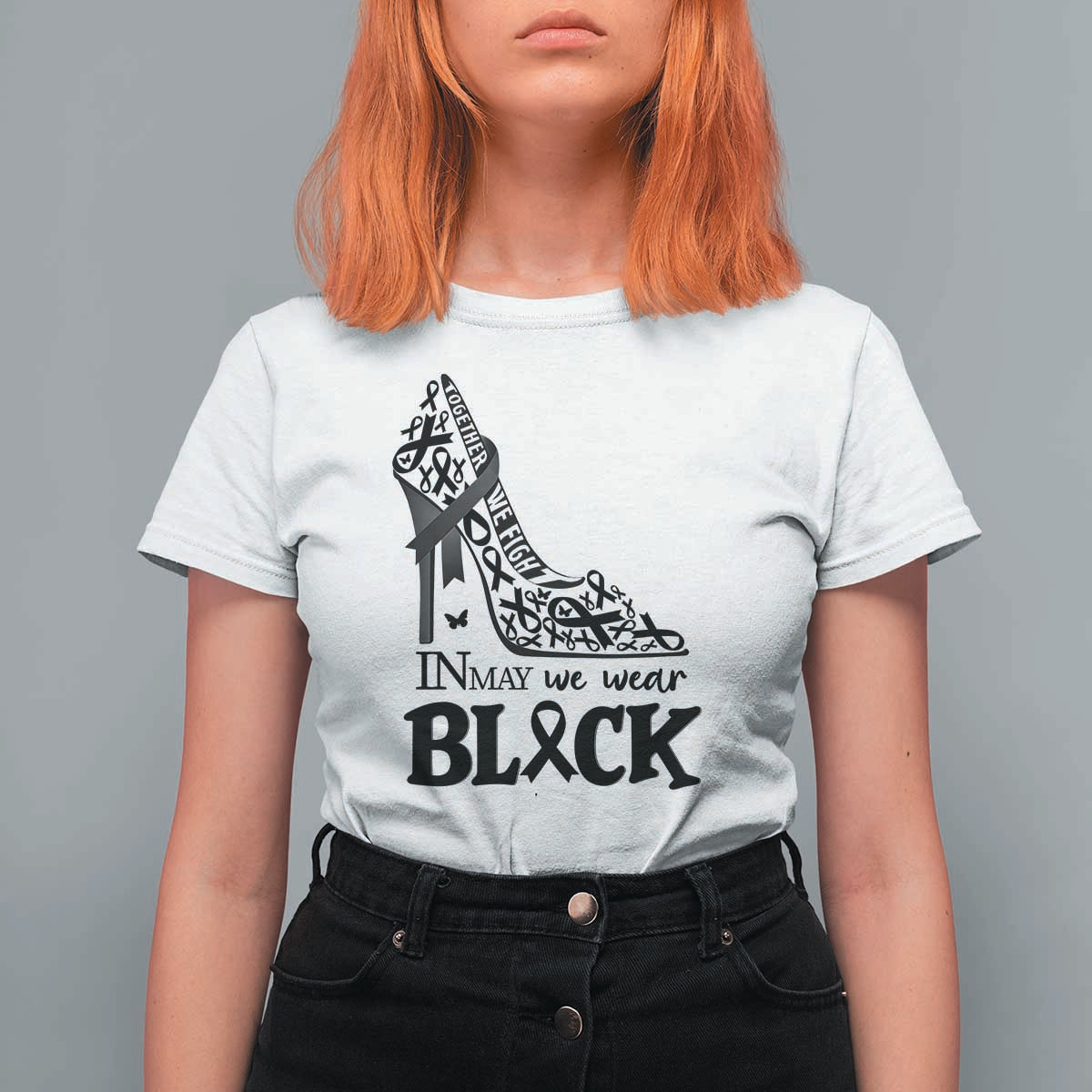 In May We Wear Black T Shirt For Women Skin Cancer Support Gift For Her