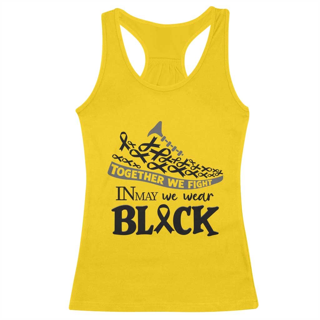 In May We Wear Black Racerback Tank Top Melanoma Support Family Gift