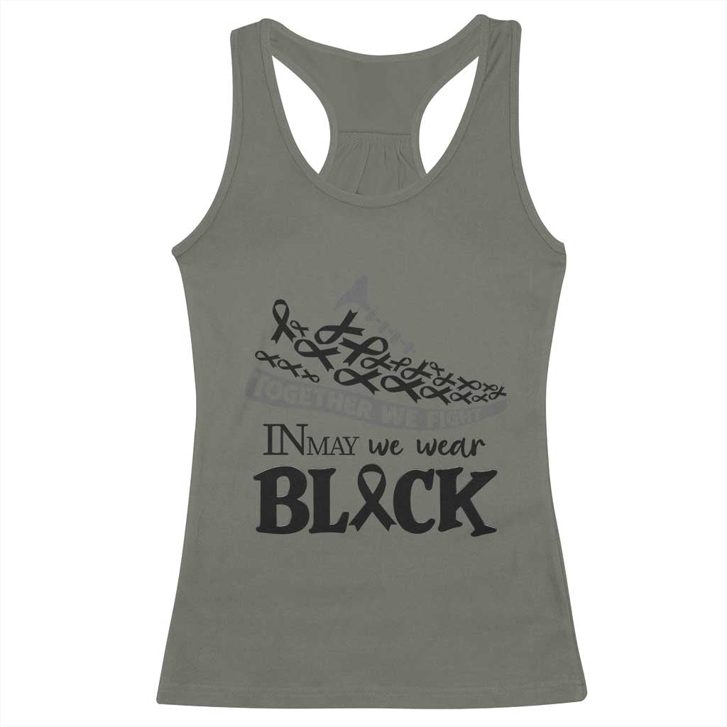 In May We Wear Black Racerback Tank Top Melanoma Support Family Gift
