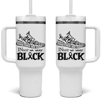 In May We Wear Black Tumbler With Handle Melanoma Support Family Gift