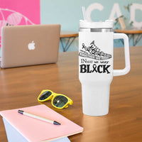 In May We Wear Black Tumbler With Handle Melanoma Support Family Gift