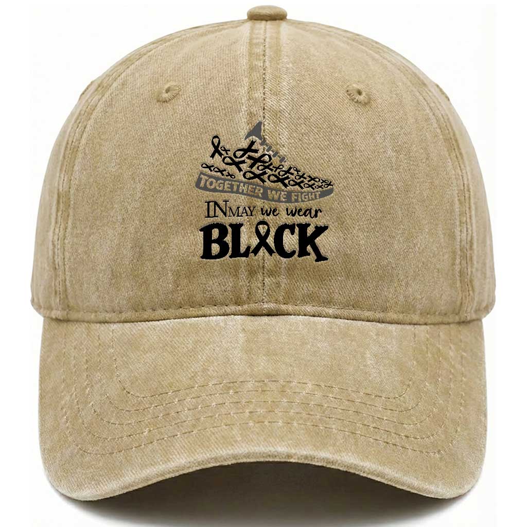 In May We Wear Black Washed Cotton Baseball Cap Melanoma Support Family Gift