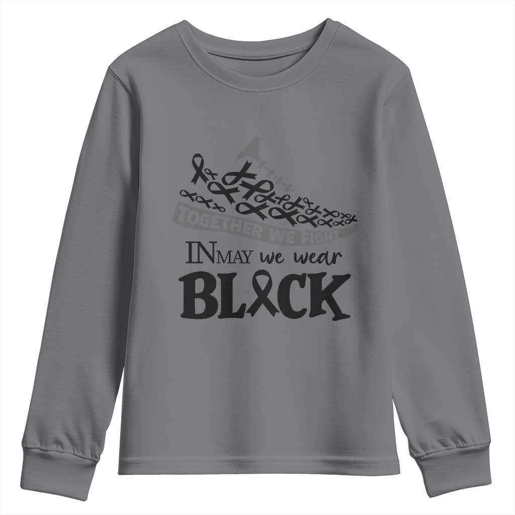 In May We Wear Black Youth Sweatshirt Melanoma Support Family Gift