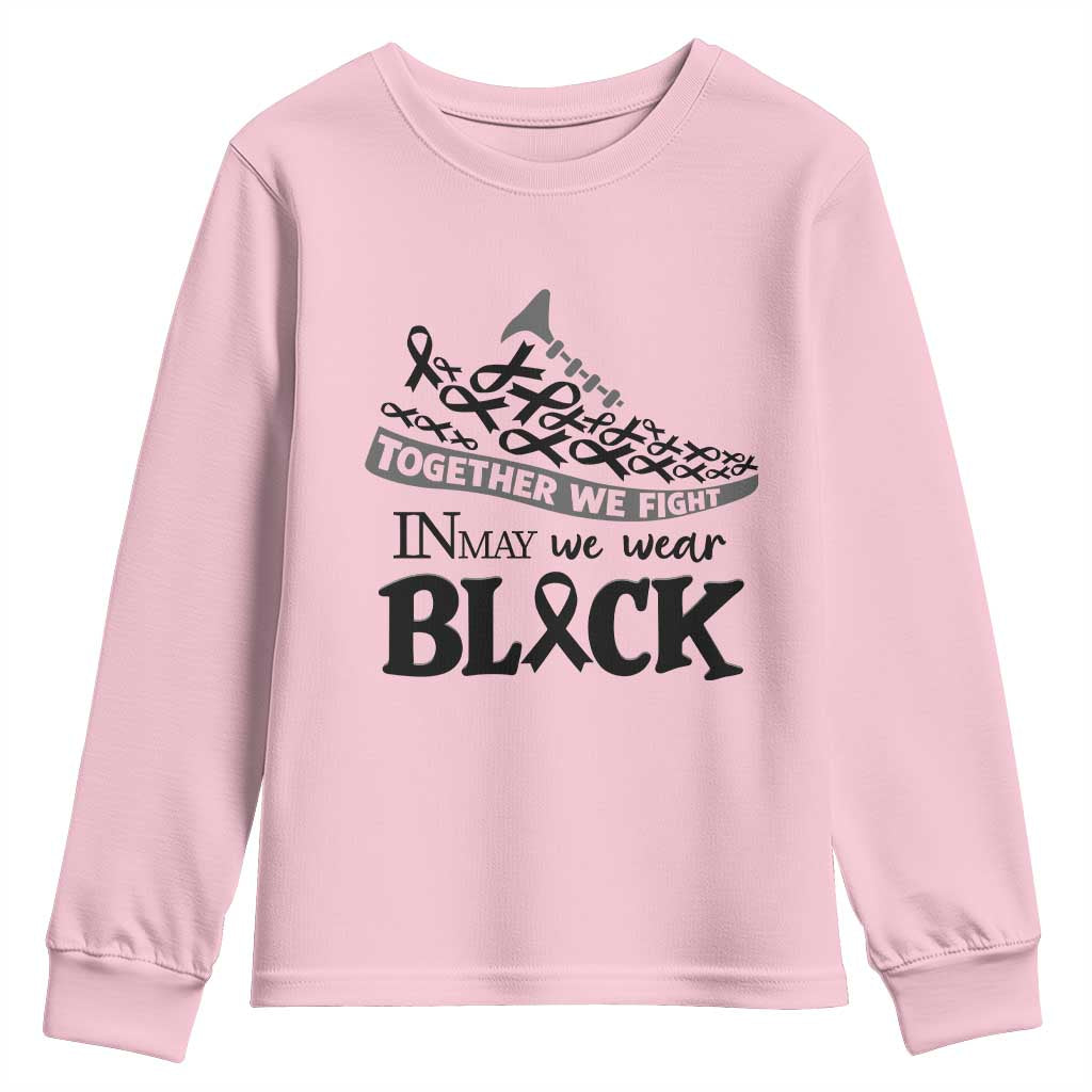 In May We Wear Black Youth Sweatshirt Melanoma Support Family Gift