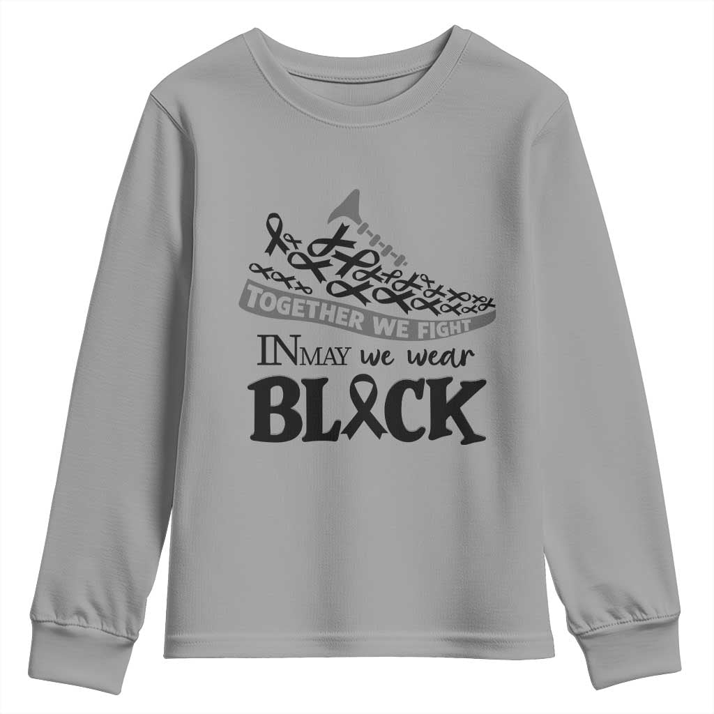 In May We Wear Black Youth Sweatshirt Melanoma Support Family Gift