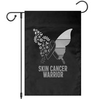 Floral Butterfly Melanoma Awarenes Garden Flag Black Ribbon Warrior Support Gift