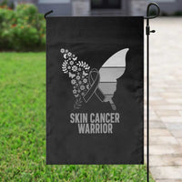 Floral Butterfly Melanoma Awarenes Garden Flag Black Ribbon Warrior Support Gift