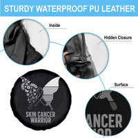 Floral Butterfly Melanoma Awarenes Spare Tire Cover Black Ribbon Warrior Support Gift
