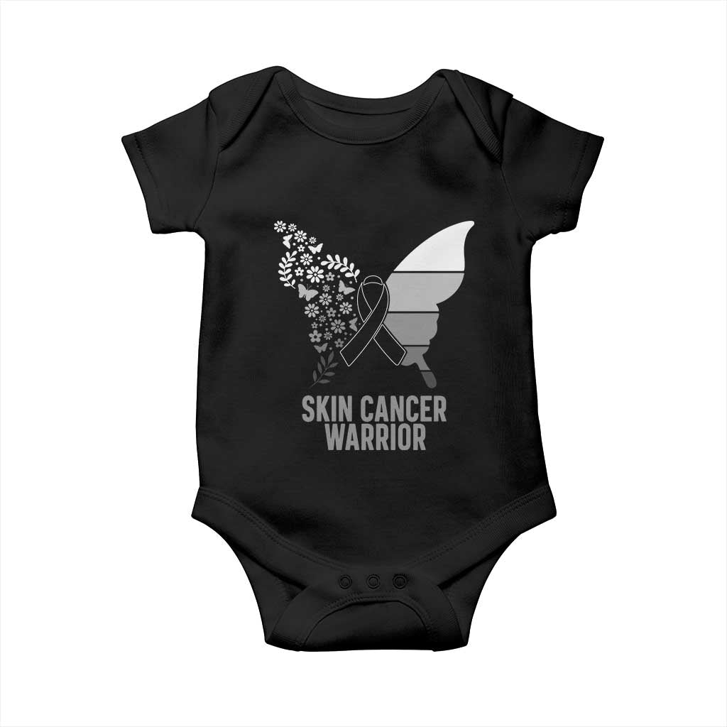 Floral Butterfly Melanoma Awarenes Baby Onesie Black Ribbon Warrior Support Gift
