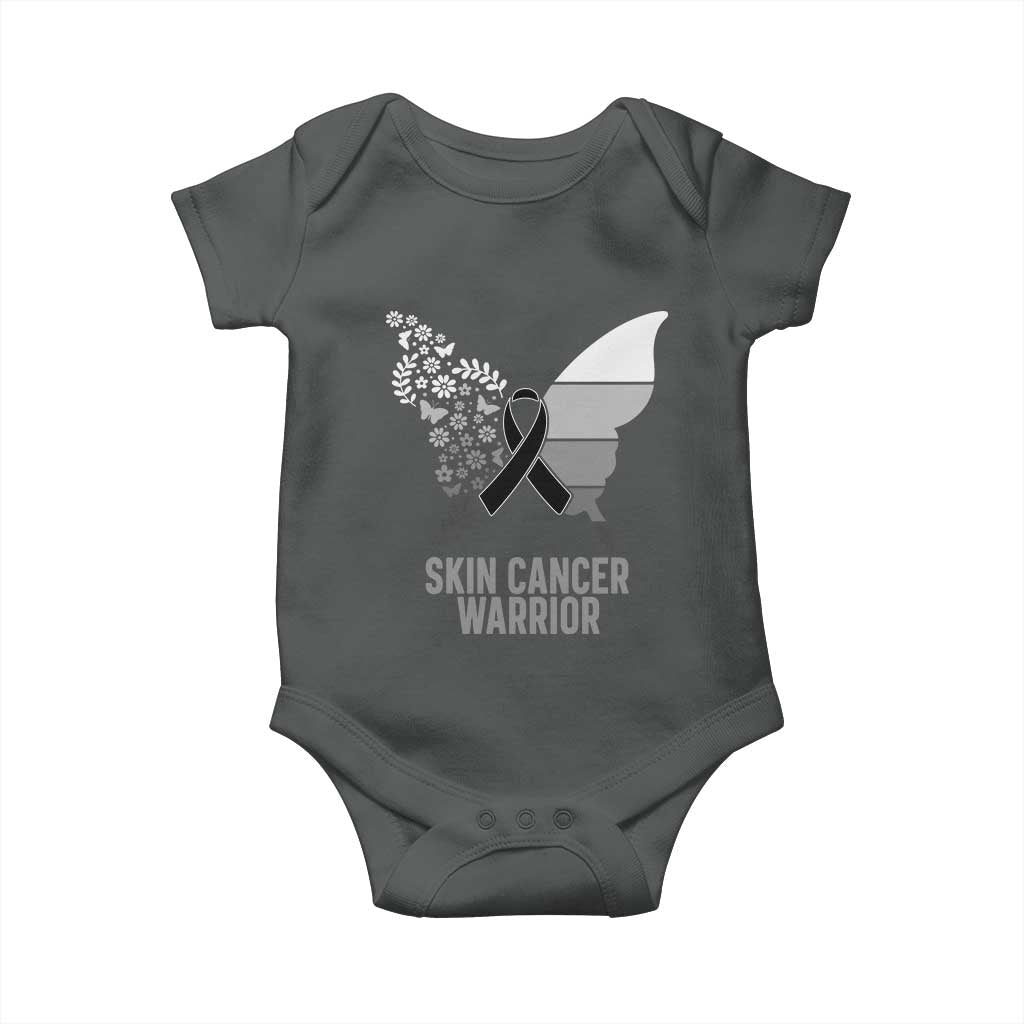 Floral Butterfly Melanoma Awarenes Baby Onesie Black Ribbon Warrior Support Gift