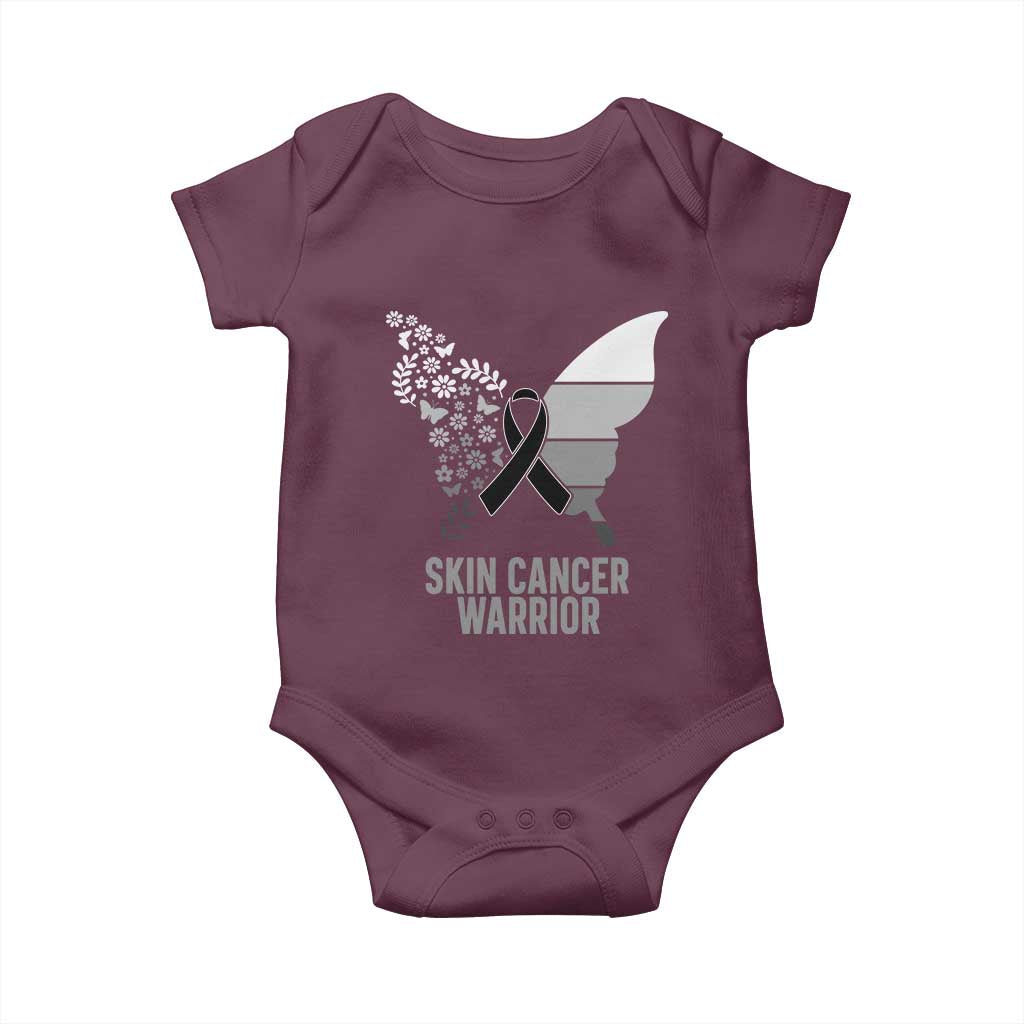 Floral Butterfly Melanoma Awarenes Baby Onesie Black Ribbon Warrior Support Gift
