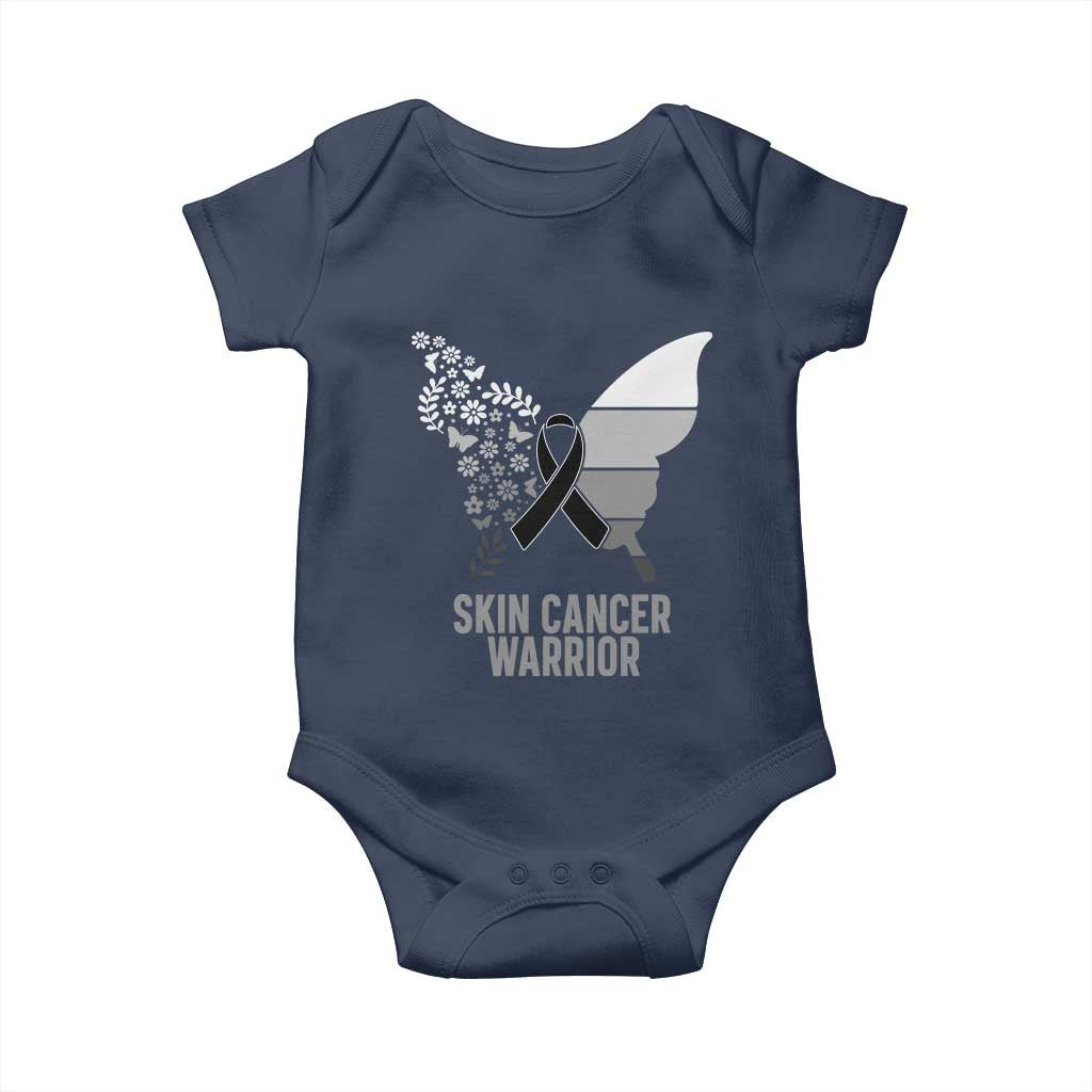 Floral Butterfly Melanoma Awarenes Baby Onesie Black Ribbon Warrior Support Gift