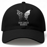 Floral Butterfly Melanoma Awarenes Baseball Cap Black Ribbon Warrior Support Gift