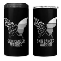 Floral Butterfly Melanoma Awarenes 4 in 1 Can Cooler Tumbler Black Ribbon Warrior Support Gift