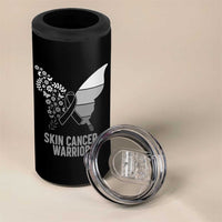 Floral Butterfly Melanoma Awarenes 4 in 1 Can Cooler Tumbler Black Ribbon Warrior Support Gift