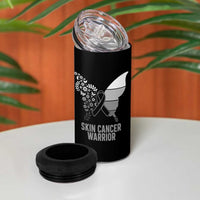 Floral Butterfly Melanoma Awarenes 4 in 1 Can Cooler Tumbler Black Ribbon Warrior Support Gift