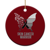 Floral Butterfly Melanoma Awarenes Ceramic Ornament Black Ribbon Warrior Support Gift