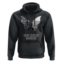 Floral Butterfly Melanoma Awarenes Hoodie Black Ribbon Warrior Support Gift