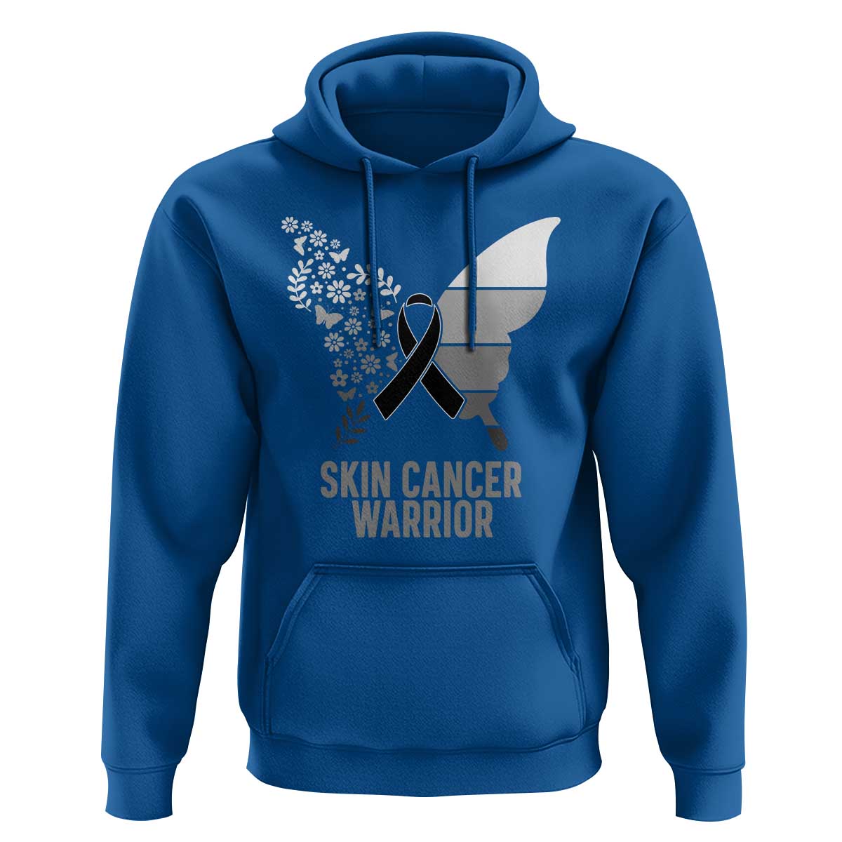 Floral Butterfly Melanoma Awarenes Hoodie Black Ribbon Warrior Support Gift