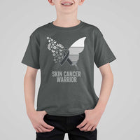 Floral Butterfly Melanoma Awarenes T Shirt For Kid Black Ribbon Warrior Support Gift