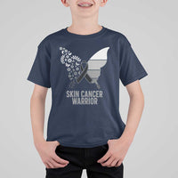 Floral Butterfly Melanoma Awarenes T Shirt For Kid Black Ribbon Warrior Support Gift