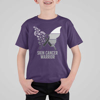 Floral Butterfly Melanoma Awarenes T Shirt For Kid Black Ribbon Warrior Support Gift