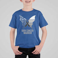 Floral Butterfly Melanoma Awarenes T Shirt For Kid Black Ribbon Warrior Support Gift