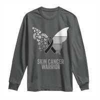 Floral Butterfly Melanoma Awarenes Long Sleeve Shirt Black Ribbon Warrior Support Gift