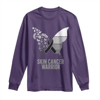 Floral Butterfly Melanoma Awarenes Long Sleeve Shirt Black Ribbon Warrior Support Gift