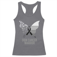 Floral Butterfly Melanoma Awarenes Racerback Tank Top Black Ribbon Warrior Support Gift