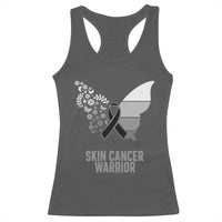 Floral Butterfly Melanoma Awarenes Racerback Tank Top Black Ribbon Warrior Support Gift