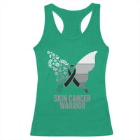 Floral Butterfly Melanoma Awarenes Racerback Tank Top Black Ribbon Warrior Support Gift
