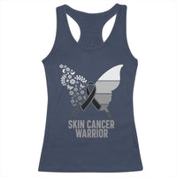 Floral Butterfly Melanoma Awarenes Racerback Tank Top Black Ribbon Warrior Support Gift