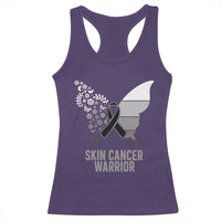 Floral Butterfly Melanoma Awarenes Racerback Tank Top Black Ribbon Warrior Support Gift