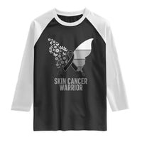 Floral Butterfly Melanoma Awarenes Raglan Shirt Black Ribbon Warrior Support Gift
