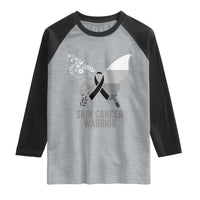 Floral Butterfly Melanoma Awarenes Raglan Shirt Black Ribbon Warrior Support Gift