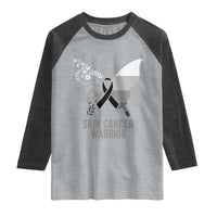 Floral Butterfly Melanoma Awarenes Raglan Shirt Black Ribbon Warrior Support Gift