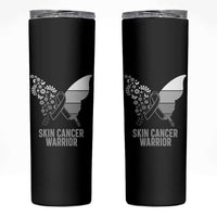 Floral Butterfly Melanoma Awarenes Skinny Tumbler Black Ribbon Warrior Support Gift