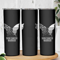 Floral Butterfly Melanoma Awarenes Skinny Tumbler Black Ribbon Warrior Support Gift