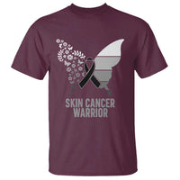 Floral Butterfly Melanoma Awarenes T Shirt Black Ribbon Warrior Support Gift