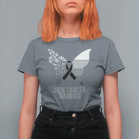 Floral Butterfly Melanoma Awarenes T Shirt For Women Black Ribbon Warrior Support Gift
