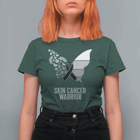 Floral Butterfly Melanoma Awarenes T Shirt For Women Black Ribbon Warrior Support Gift
