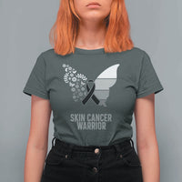Floral Butterfly Melanoma Awarenes T Shirt For Women Black Ribbon Warrior Support Gift