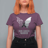 Floral Butterfly Melanoma Awarenes T Shirt For Women Black Ribbon Warrior Support Gift