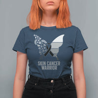 Floral Butterfly Melanoma Awarenes T Shirt For Women Black Ribbon Warrior Support Gift