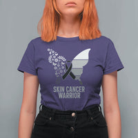 Floral Butterfly Melanoma Awarenes T Shirt For Women Black Ribbon Warrior Support Gift