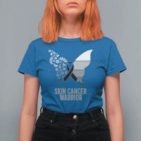 Floral Butterfly Melanoma Awarenes T Shirt For Women Black Ribbon Warrior Support Gift