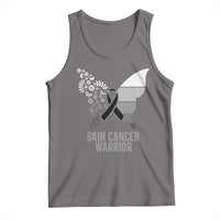 Floral Butterfly Melanoma Awarenes Tank Top Black Ribbon Warrior Support Gift