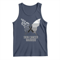 Floral Butterfly Melanoma Awarenes Tank Top Black Ribbon Warrior Support Gift